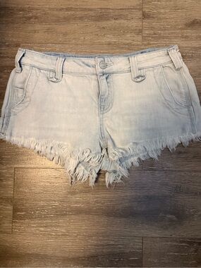 Pilcro Light Wash Frayed Denim Shorts